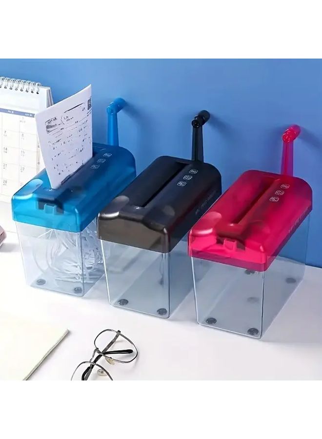 Sky Blue Manual Paper Shredder Portable Mini Strip Cutter For Office Confidential Documents - Image 4